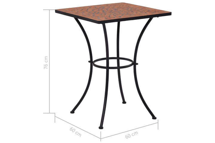 Mosaikkbistrosett med keramikkfliser 3 deler terrakotta - Hagemøbler & utemiljø - Hagebord - Cafébord