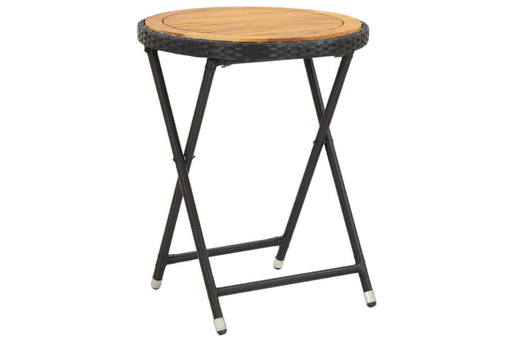 Tebord svart 60 cm polyrotting og heltre akasie - Hagemøbler & utemiljø - Hagebord - Cafébord