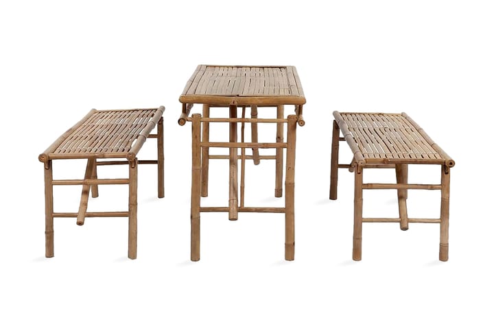 Ølbord med 2 benker 100 cm bambus - Brun - Hagemøbler & utemiljø - Hagebord - Piknikbord