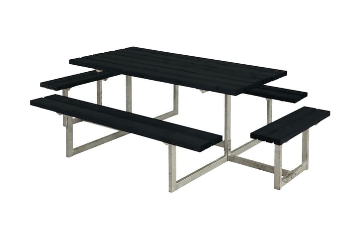 Basic bord- og benkesett komplett med 2 påbygginger - Hvit|Svart - Hagemøbler & utemiljø - Hagebord - Piknikbord