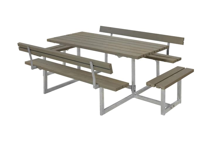 Basic bord- og benkesett med 2 ryggstøtter + 2 påbygginger - Grå|Beige - Hagemøbler & utemiljø - Hagebord - Piknikbord