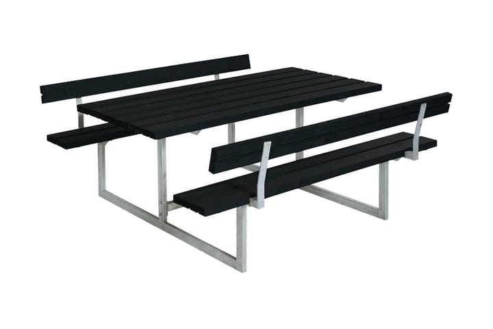 Basic bord- og benkesett med 2 ryggstøtter - Hvit|Svart - Hagemøbler & utemiljø - Hagebord - Piknikbord