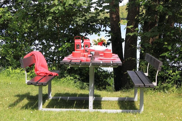 Basic bord- og benkesett med 2 ryggstøtter - Hvit|Svart - Hagemøbler & utemiljø - Hagebord - Piknikbord