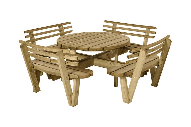 Bord- og benkesett 42 mm rundt ؠ237 med ryggstøtte - Beige - Hagemøbler & utemiljø - Hagebord - Piknikbord