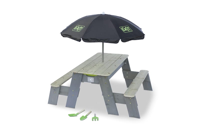 EXIT Aksent Sand-, Water Picnic table (2 Seats) + Sunshade + - Grønn|Hvit - Hagemøbler - Hagebord - Piknikbord