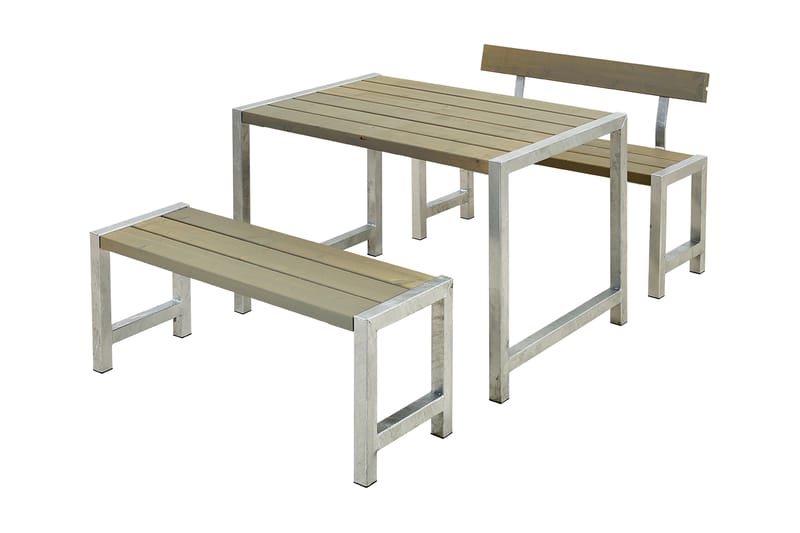 PLUS Cafésett med 1 Ryggstøtte 127 cm - Taupe - Hagemøbler & utemiljø - Hagebord - Piknikbord