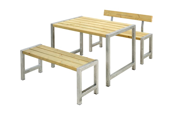 PLUS Cafésett med 1 Ryggstøtte 127 cm Trykkimpregnert - Hagemøbler & utemiljø - Hagebord - Piknikbord