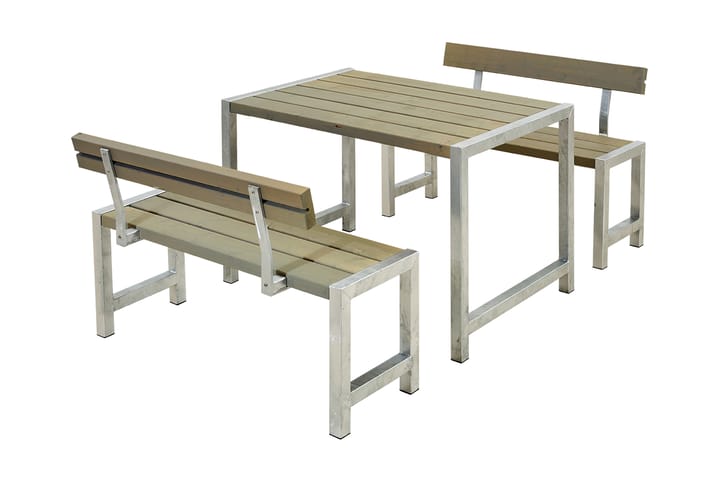 PLUS Cafésett med 2 Ryggstøtte 127 cm - Taupe - Hagemøbler & utemiljø - Hagebord - Piknikbord