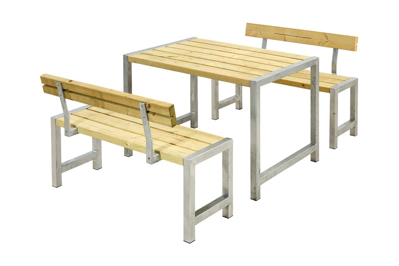 PLUS Cafésett med 2 Ryggstøtte 127 cm Trykkimpregnert - Hagemøbler & utemiljø - Hagebord - Piknikbord