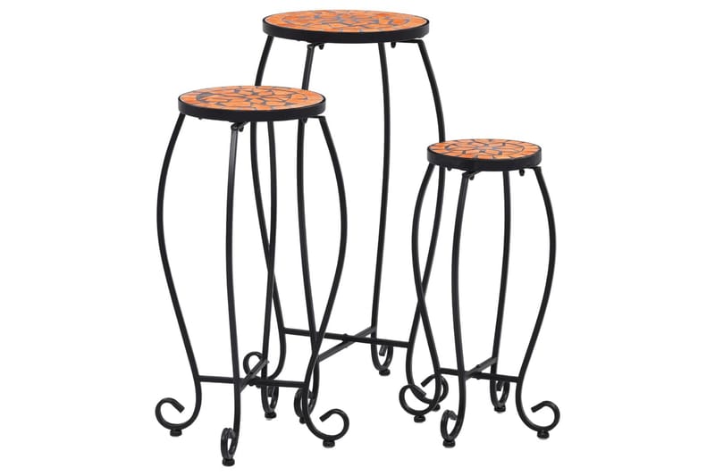 Mosaikkbord 3 stk terrakotta keramikk - Oransj - Hagemøbler & utemiljø - Hagebord - Sidebord utendørs