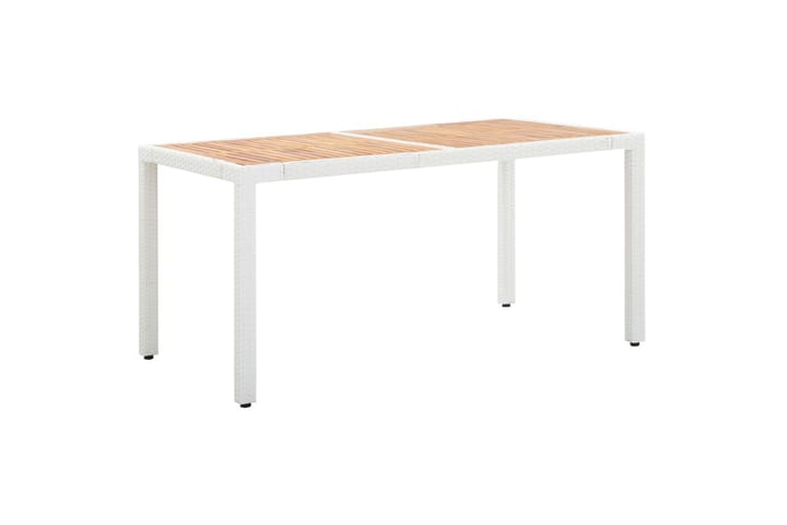 Hagebord hvit 150x90x75 cm polyrotting og heltre akasie - Hvit - Hagemøbler & utemiljø - Hagebord - Spisebord ute