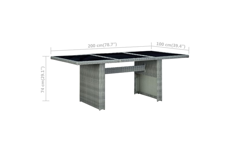 Hagebord lysegrå polyrotting og herdet glass - Grå - Hagemøbler & utemiljø - Hagebord - Spisebord ute