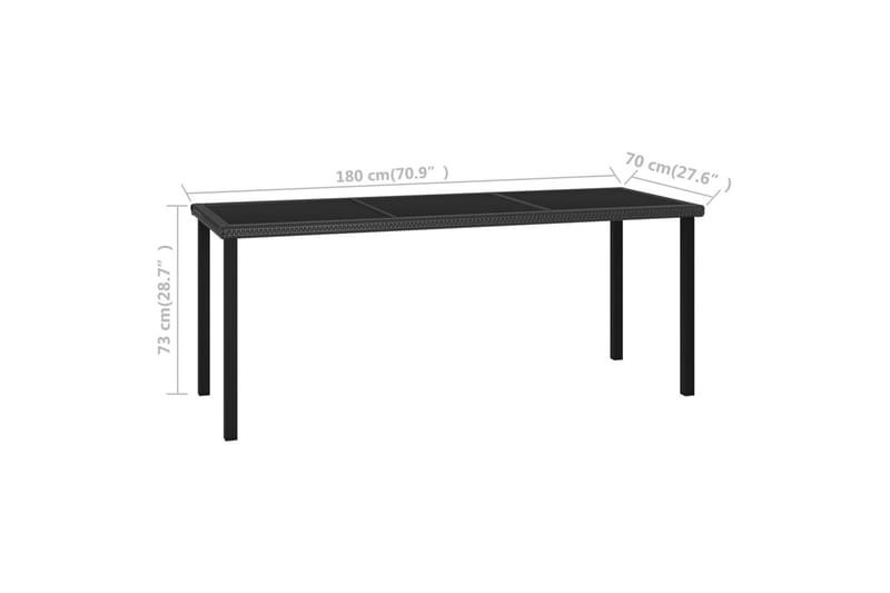 Hagebord svart 180x70x73 cm polyrotting - Svart - Hagemøbler & utemiljø - Hagebord - Spisebord ute