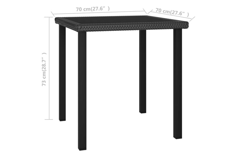 Hagebord svart 70x70x73 cm polyrotting - Svart - Hagemøbler & utemiljø - Hagebord - Spisebord ute