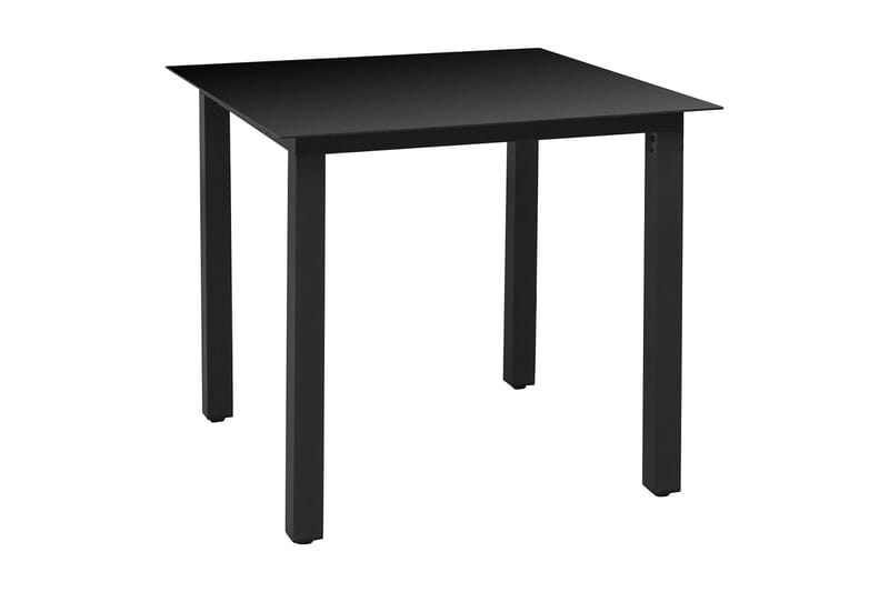 Hagebord svart 80x80x74 cm aluminium og glass - Svart - Hagemøbler & utemiljø - Hagebord - Spisebord ute