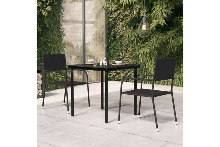 Hagebord svart 80x80x74 cm stål og glass - Svart - Hagemøbler & utemiljø - Hagebord - Spisebord ute