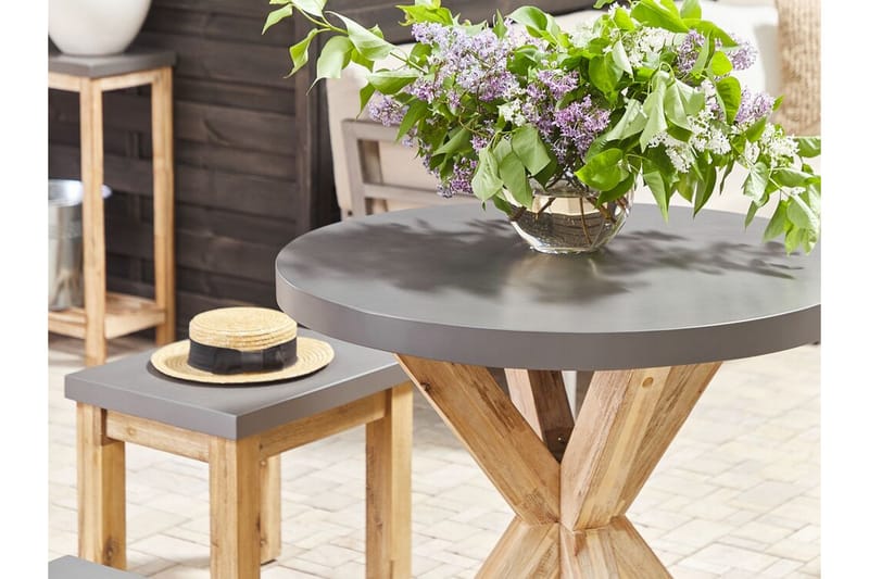 Rundt hagebord betongeffekt 90 cm OLBIA - Grå - Hagemøbler & utemiljø - Hagebord - Spisebord ute