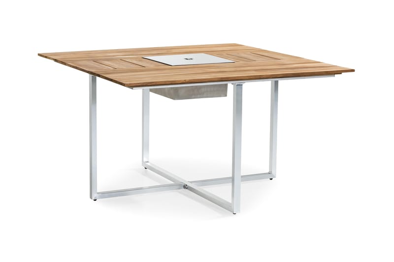 Spisebord Båstad 140x140 cm - Teak|Børstet Aluminium - Hagemøbler & utemiljø - Hagebord - Spisebord ute