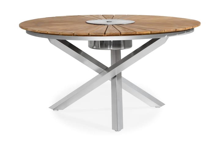 Spisebord Båstad 150 cm Rundt - Teak|Børstet Aluminium - Hagemøbler & utemiljø - Hagebord - Spisebord ute