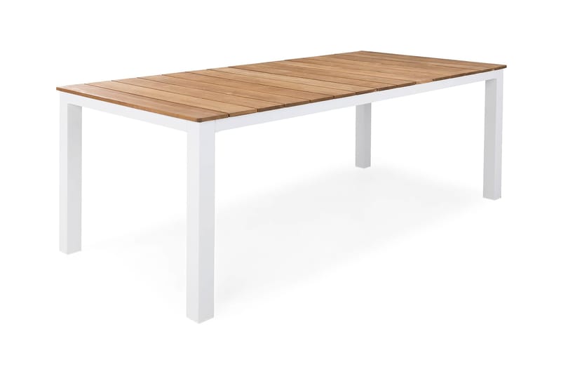 Spisebord Oliver 210x100 cm - Hvit|Teak - Hagemøbler & utemiljø - Hagebord - Spisebord ute