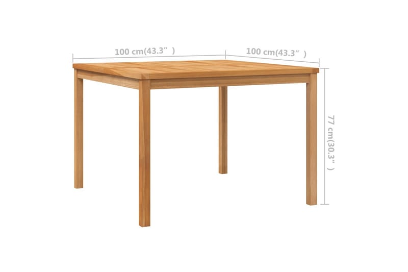 Utendørs spisebord 110x110x77 cm heltre teak - Brun - Hagemøbler & utemiljø - Hagebord - Spisebord ute