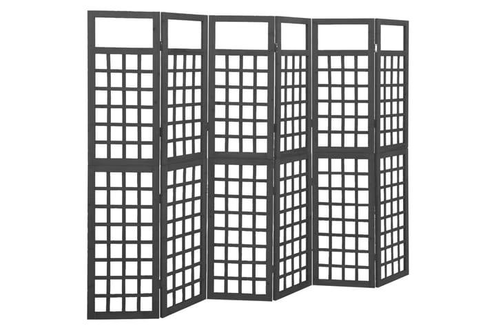 Romdeler/espalier 6 paneler heltre svart 242,5x180 cm - Svart - Hagemøbler & utemiljø - Hagedekorasjon & utemiljø - Espalier