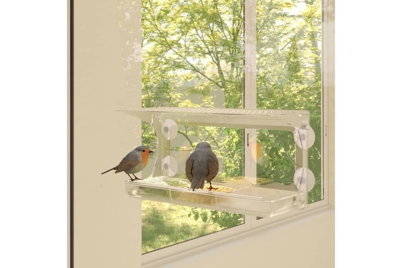 Fuglematere for vindu 2 stk akryl 30x12x15 cm - Gjennomsiktig - Hagemøbler & utemiljø - Hagedekorasjon & utemiljø - Fuglemater & holk