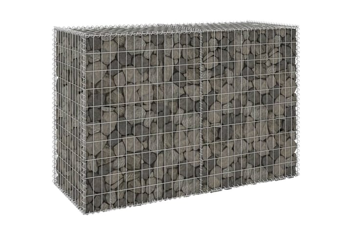 Gabion med dekker galvanisert stål 150x60x100 cm - Silver - Hagemøbler & utemiljø - Hagedekorasjon & utemiljø - Gjerder & Grinder