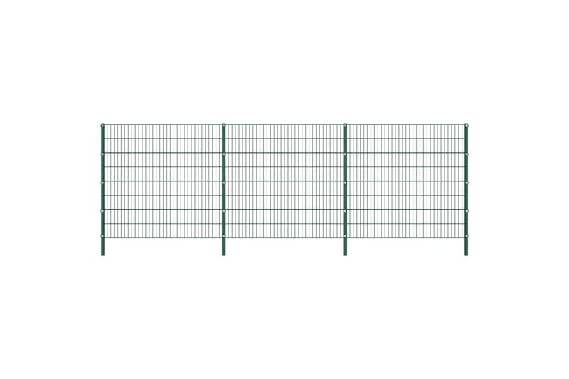 Gjerdepanel med stolper jern 5,1x1,6 m grønn - grønn - Hagemøbler & utemiljø - Hagedekorasjon & utemiljø - Gjerder & Grinder