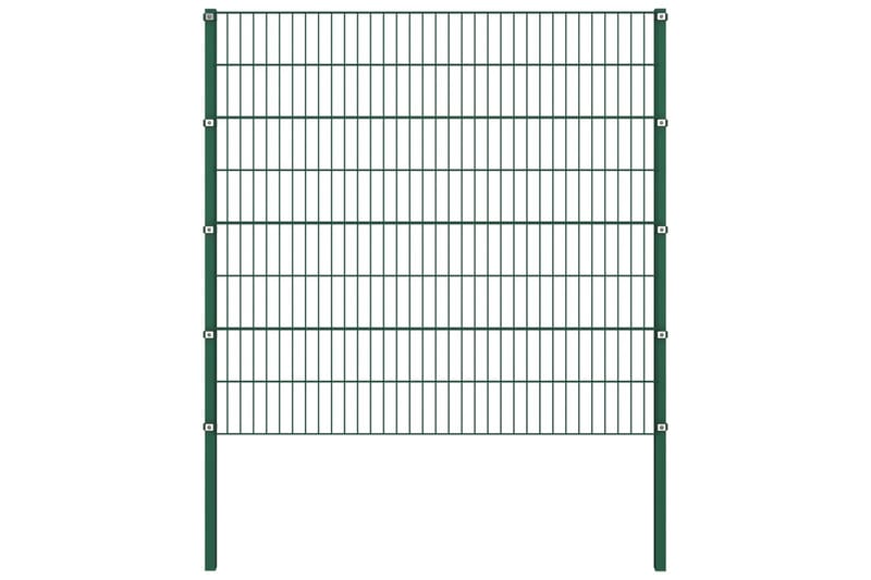 Gjerdepanel med stolper jern 5,1x1,6 m grønn - grønn - Hagemøbler & utemiljø - Hagedekorasjon & utemiljø - Gjerder & Grinder