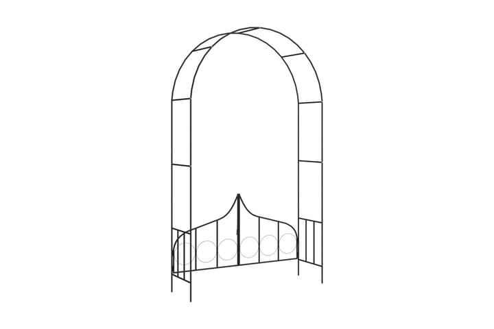 Hagebue med port svart 138x40x238 cm jern - Hagemøbler & utemiljø - Hagedekorasjon & utemiljø - Gjerder & Grinder