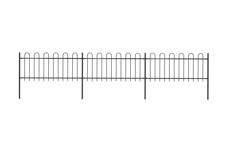 Hagegjerde med buet topp stål 5,1x0,8 m svart - Svart - Hagemøbler & utemiljø - Hagedekorasjon & utemiljø - Gjerder & Grinder