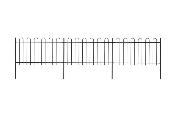 Hagegjerde med buet topp stål 5,1x1 m svart - Svart - Hagemøbler & utemiljø - Hagedekorasjon & utemiljø - Gjerder & Grinder