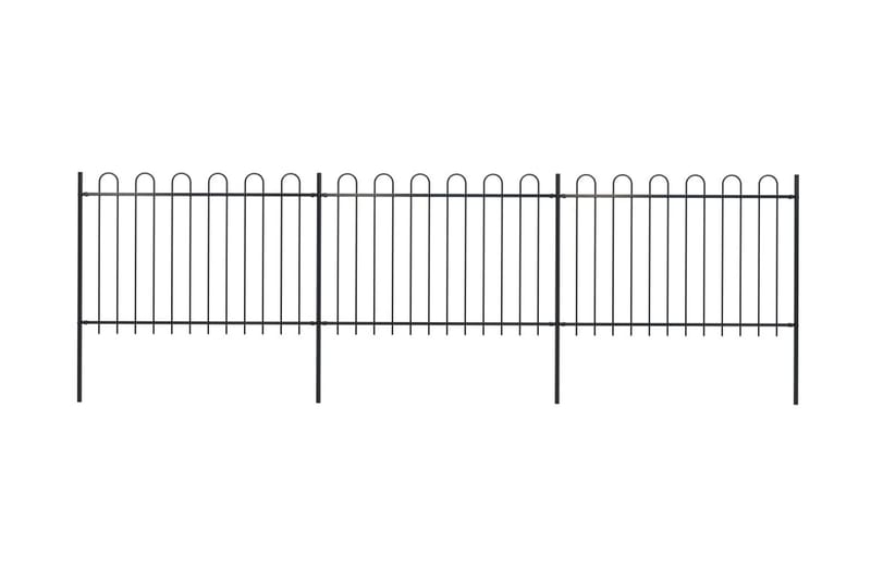 Hagegjerde med buet topp stål 5,1x1,2 m svart - Svart - Hagemøbler & utemiljø - Hagedekorasjon & utemiljø - Gjerder & Grinder