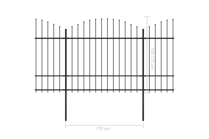 Hagegjerde med spydtopp stål (1,5-1,75)x10,2 m svart - Hagemøbler & utemiljø - Hagedekorasjon & utemiljø - Gjerder & Grinder