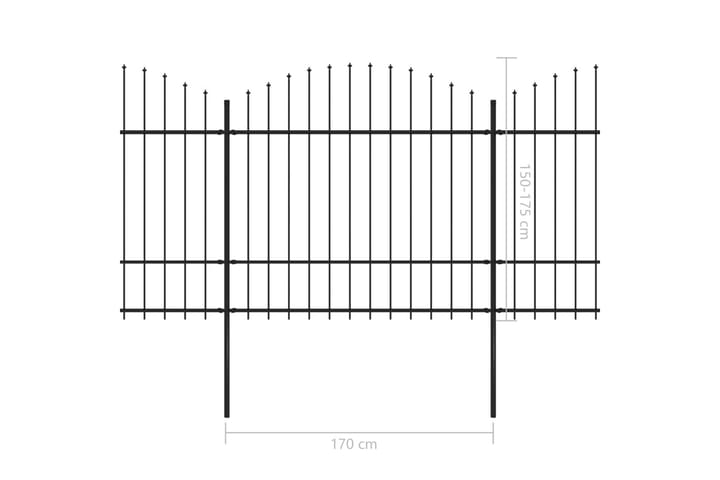 Hagegjerde med spydtopp stål (1,5-1,75)x15,3 m svart - Hagemøbler & utemiljø - Hagedekorasjon & utemiljø - Gjerder & Grinder