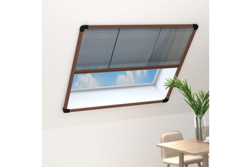 Plissert insektskjerm for vindu aluminium brun 130x100 cm - Brun - Hagemøbler & utemiljø - Hagedekorasjon & utemiljø - Myggnett