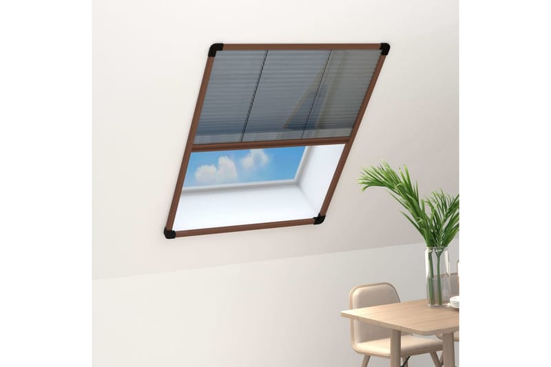Plissert insektskjerm for vindu aluminium brun 80x120 cm - Brun - Hagemøbler & utemiljø - Hagedekorasjon & utemiljø - Myggnett