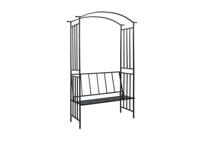 Hagebue med benk svart 114x45x205 cm jern - Hagemøbler & utemiljø - Hagedekorasjon & utemiljø - Rosebue