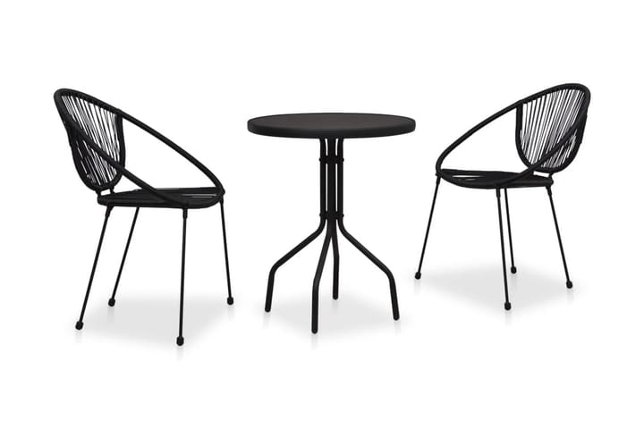 Bistrosett 3 deler PVC-rotting svart - Hagemøbler & utemiljø - Hagegruppe - Cafemøbler & cafesett