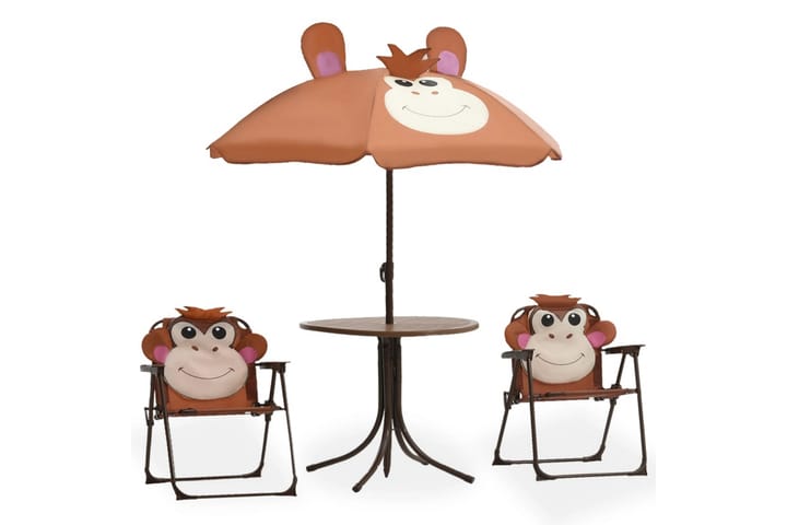 Hagegruppe til barn med parasoll 3 deler brun - Brun - Hagemøbler & utemiljø - Hagegruppe - Cafemøbler & cafesett
