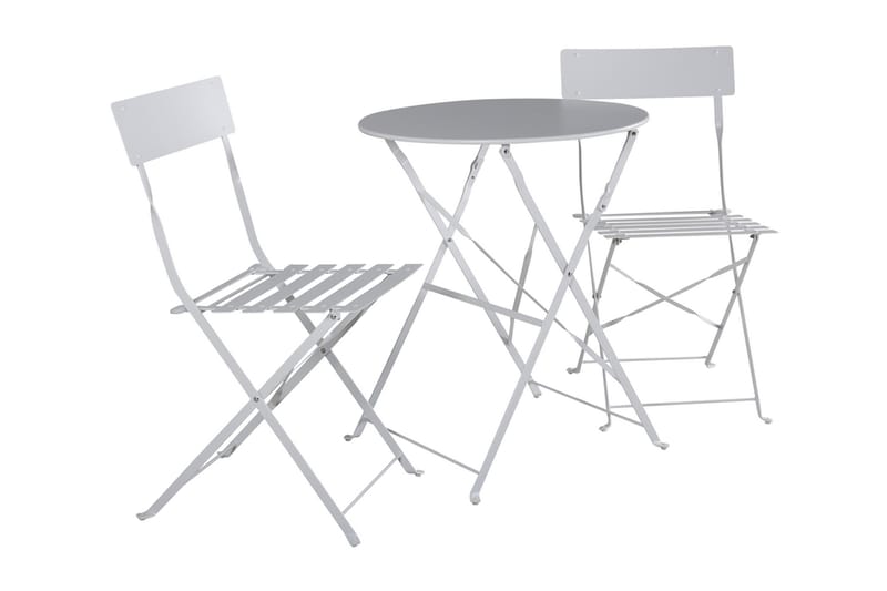 Kafésett Malaga 60 cm + 2 Klappstoler - Hvit - Hagemøbler & utemiljø - Hagegruppe - Cafégrupper