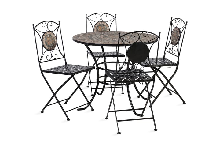 Cafesett MOSAIC bord og 4 stoler metall/svart - Hagemøbler & utemiljø - Hagegruppe - Spisegrupper hage