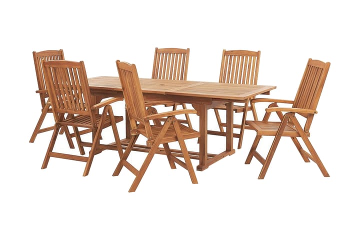 Hagemøbler sett med bord og 6 stoler JAVA - Tre / Natur - Hagemøbler & utemiljø - Hagegruppe - Spisegrupper hage