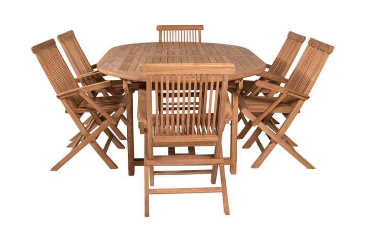 Simba Oval Spisegruppe + 6 Spisestoler - Natur - Hagemøbler & utemiljø - Hagegruppe - Spisegrupper hage