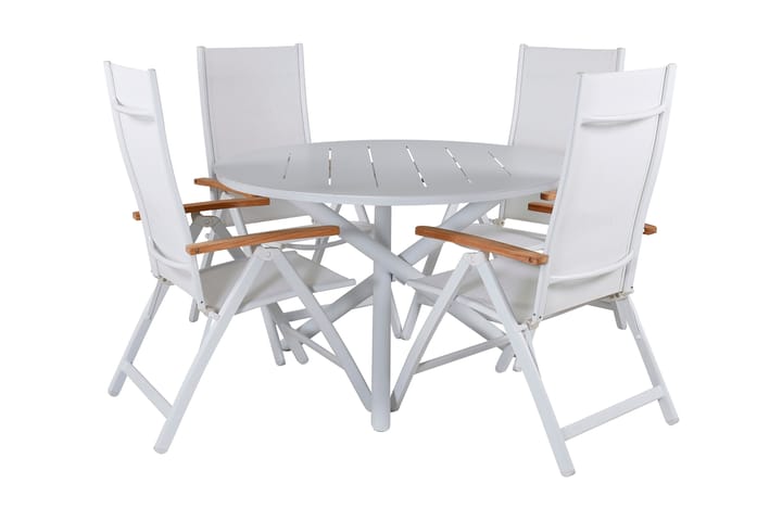 Spisegruppe Alma Rund 120cm+4 Panama Posisjonsstoler Svart/n - Venture Home - Hagemøbler & utemiljø - Hagegruppe - Spisegrupper hage