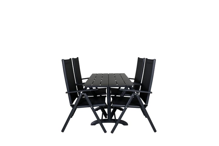 Spisegruppe Denver 120cm + 4 Break Posisjonsstoler Svart - Venture Home - Hagemøbler & utemiljø - Hagegruppe - Spisegrupper hage
