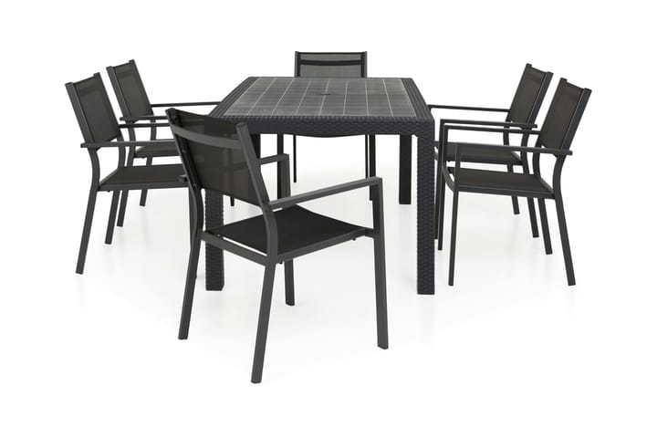Spisegruppe Melody 160+6 Sierra Stablestoler - Antrasittgrå|Svart - Hagemøbler & utemiljø - Hagegruppe - Spisegrupper hage