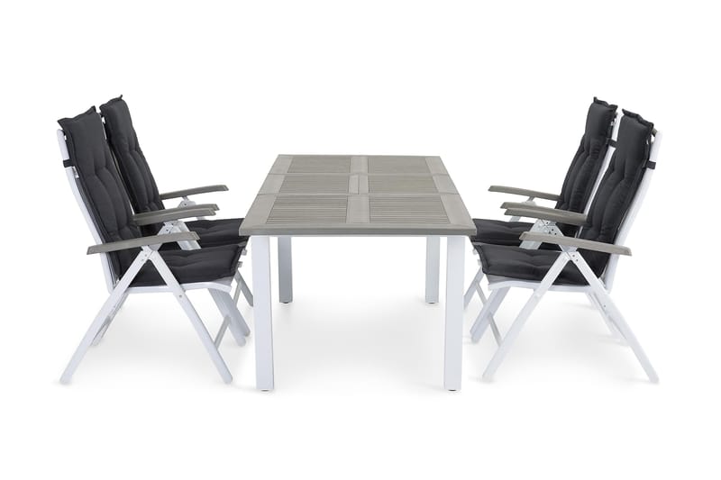 Spisegruppe Monaco 152-210+4 Posisjonsstoler Lyx - Hvit - Hagemøbler & utemiljø - Stoler & Lenestoler - Posisjonsstoler