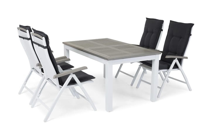 Spisegruppe Monaco 152-210+4 Posisjonsstoler Lyx - Hvit - Hagemøbler & utemiljø - Hagegruppe - Spisegrupper hage